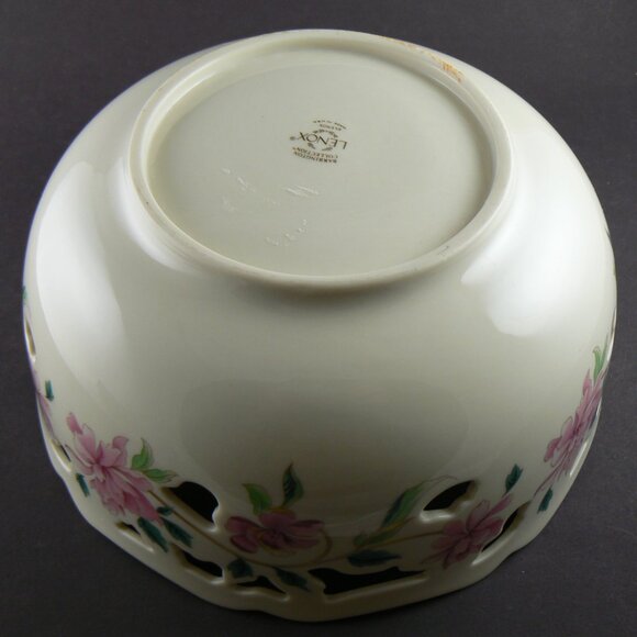 Lenox Porcelain 8” Bowl Pierced Cut Out Barrington Hand Decorated 24k Gold Trim - Picture 7 of 11